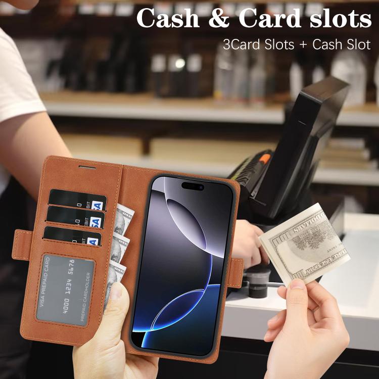 For iPhone 17 Pro Max Kalebol Strong Magnetic MagSafe Ring 2 In 1 Split Leather Phone Case(Brown) - iPhone 17 Pro Max Tempered Glass by Kalebol | Online Shopping UK | buy2fix