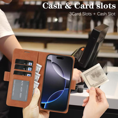 For iPhone 17 Pro Max Kalebol Strong Magnetic MagSafe Ring 2 In 1 Split Leather Phone Case(Brown) - iPhone 17 Pro Max Tempered Glass by Kalebol | Online Shopping UK | buy2fix