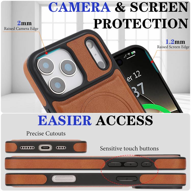 For iPhone 17 Pro Max Kalebol Strong Magnetic MagSafe Ring 2 In 1 Split Leather Phone Case(Brown) - iPhone 17 Pro Max Tempered Glass by Kalebol | Online Shopping UK | buy2fix