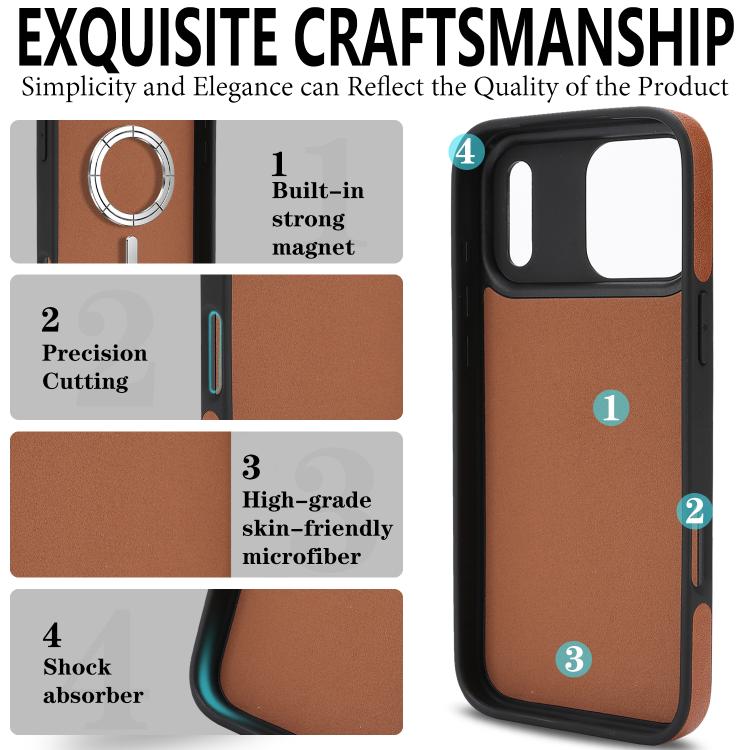 For iPhone 17 Pro Max Kalebol Strong Magnetic MagSafe Ring 2 In 1 Split Leather Phone Case(Brown) - iPhone 17 Pro Max Tempered Glass by Kalebol | Online Shopping UK | buy2fix