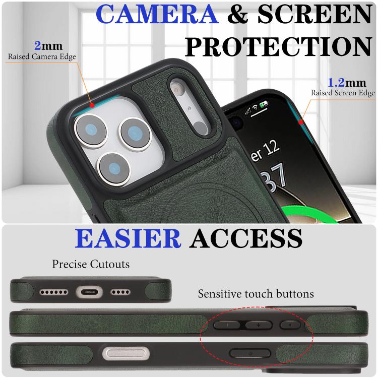 For iPhone 17 Pro Max Kalebol Strong Magnetic MagSafe Ring 2 In 1 Split Leather Phone Case(Green) - iPhone 17 Pro Max Tempered Glass by Kalebol | Online Shopping UK | buy2fix