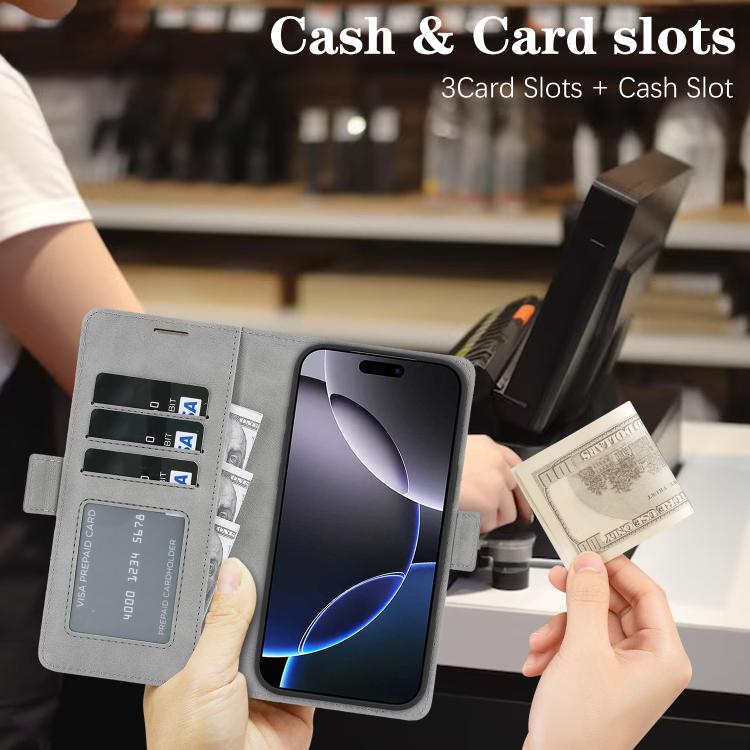 For iPhone 17 Pro Max Kalebol Strong Magnetic MagSafe Ring 2 In 1 Split Leather Phone Case(Gray) - iPhone 17 Pro Max Tempered Glass by Kalebol | Online Shopping UK | buy2fix