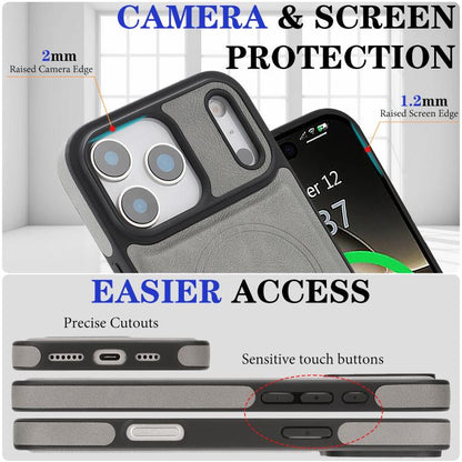 For iPhone 17 Pro Max Kalebol Strong Magnetic MagSafe Ring 2 In 1 Split Leather Phone Case(Gray) - iPhone 17 Pro Max Tempered Glass by Kalebol | Online Shopping UK | buy2fix