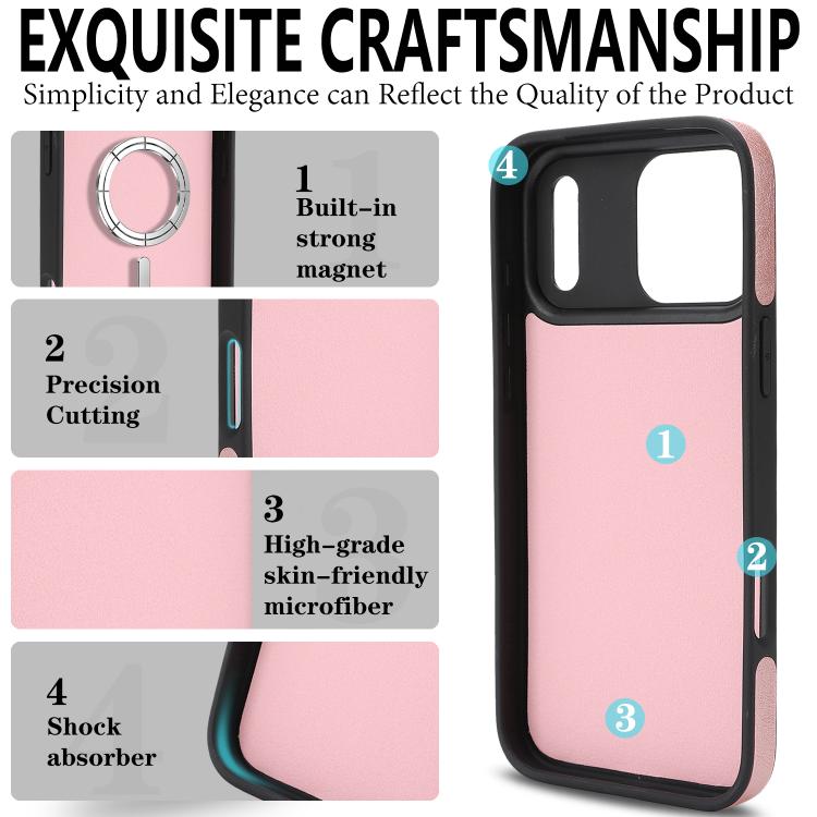 For iPhone 17 Pro Max Kalebol Strong Magnetic MagSafe Ring 2 In 1 Split Leather Phone Case(Rose Gold) - iPhone 17 Pro Max Tempered Glass by Kalebol | Online Shopping UK | buy2fix