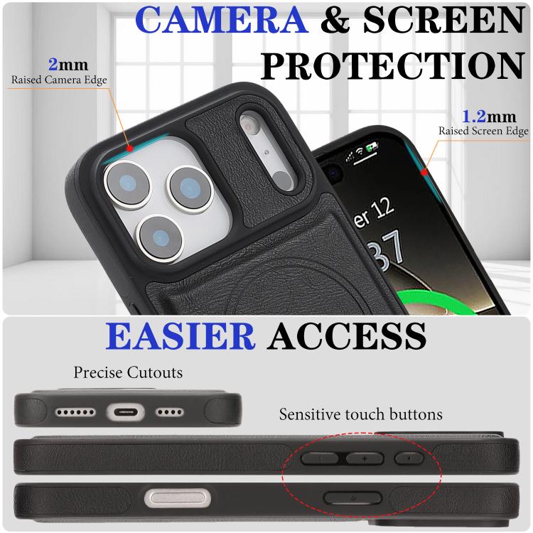 For iPhone 17 Pro Kalebol Strong Magnetic MagSafe Ring 2 In 1 Split Leather Phone Case(Black) - iPhone 17 Pro Cases by Kalebol | Online Shopping UK | buy2fix