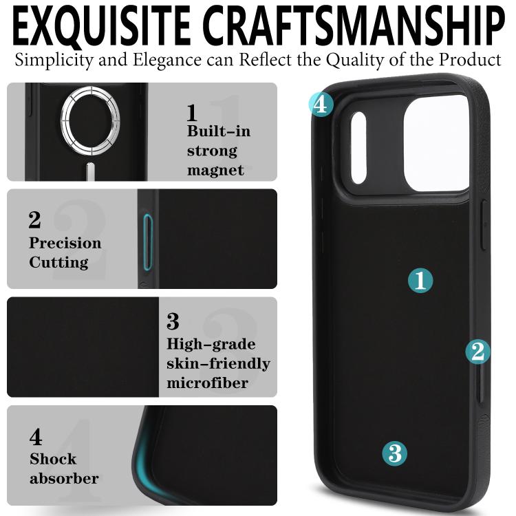 For iPhone 17 Pro Kalebol Strong Magnetic MagSafe Ring 2 In 1 Split Leather Phone Case(Black) - iPhone 17 Pro Cases by Kalebol | Online Shopping UK | buy2fix