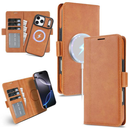 For iPhone 17 Pro Kalebol Strong Magnetic MagSafe Ring 2 In 1 Split Leather Phone Case(Brown) - iPhone 17 Pro Cases by Kalebol | Online Shopping UK | buy2fix
