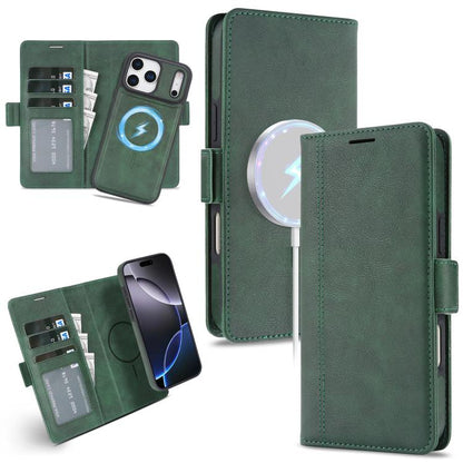 For iPhone 17 Pro Kalebol Strong Magnetic MagSafe Ring 2 In 1 Split Leather Phone Case(Green) - iPhone 17 Pro Cases by Kalebol | Online Shopping UK | buy2fix
