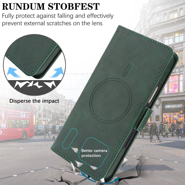 For iPhone 17 Pro Kalebol Strong Magnetic MagSafe Ring 2 In 1 Split Leather Phone Case(Green) - iPhone 17 Pro Cases by Kalebol | Online Shopping UK | buy2fix