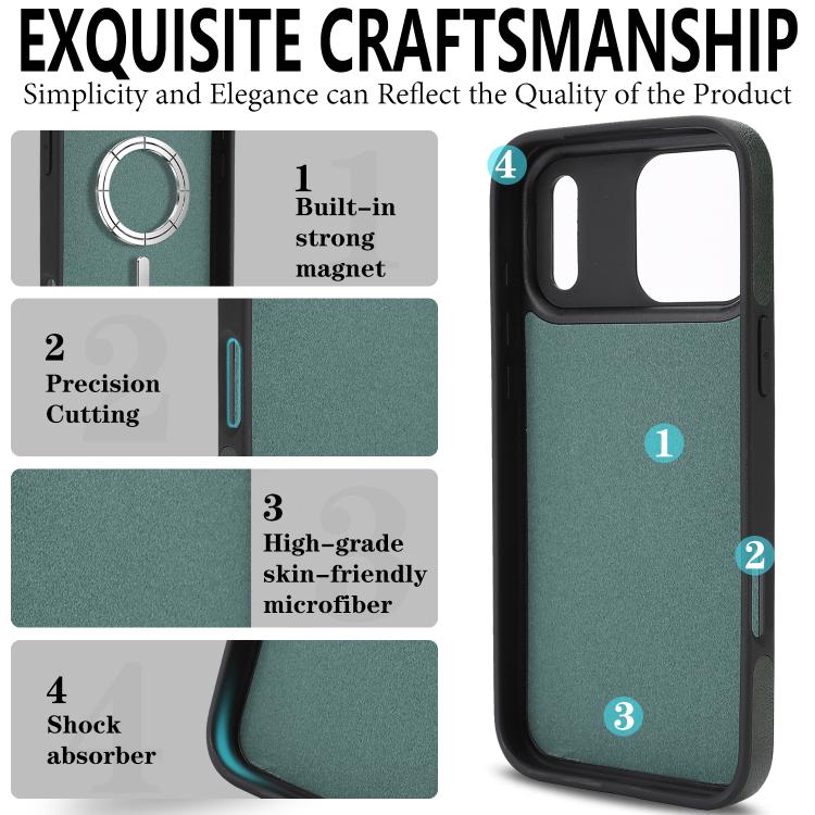 For iPhone 17 Pro Kalebol Strong Magnetic MagSafe Ring 2 In 1 Split Leather Phone Case(Green) - iPhone 17 Pro Cases by Kalebol | Online Shopping UK | buy2fix