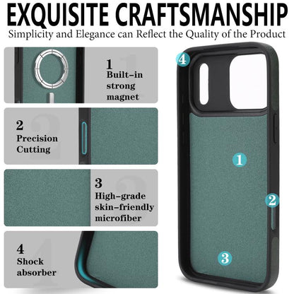 For iPhone 17 Pro Kalebol Strong Magnetic MagSafe Ring 2 In 1 Split Leather Phone Case(Green) - iPhone 17 Pro Cases by Kalebol | Online Shopping UK | buy2fix