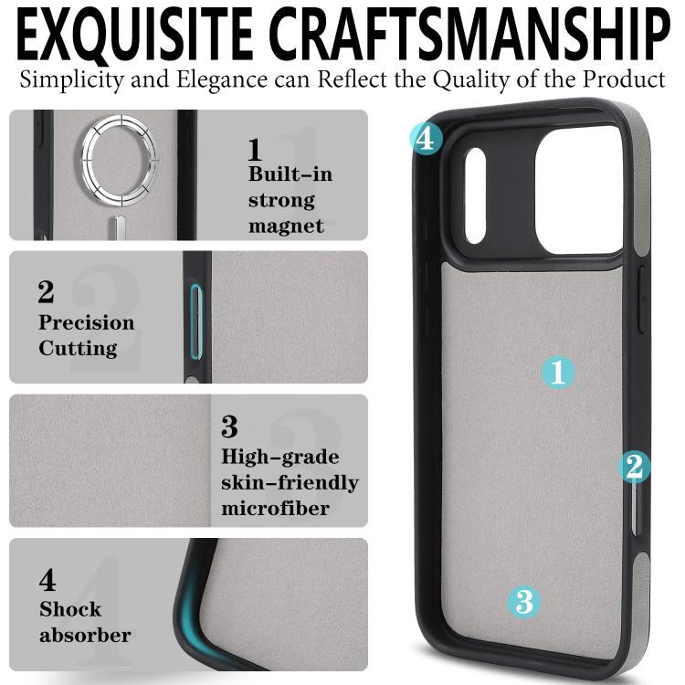 For iPhone 17 Pro Kalebol Strong Magnetic MagSafe Ring 2 In 1 Split Leather Phone Case(Gray) - iPhone 17 Pro Cases by Kalebol | Online Shopping UK | buy2fix