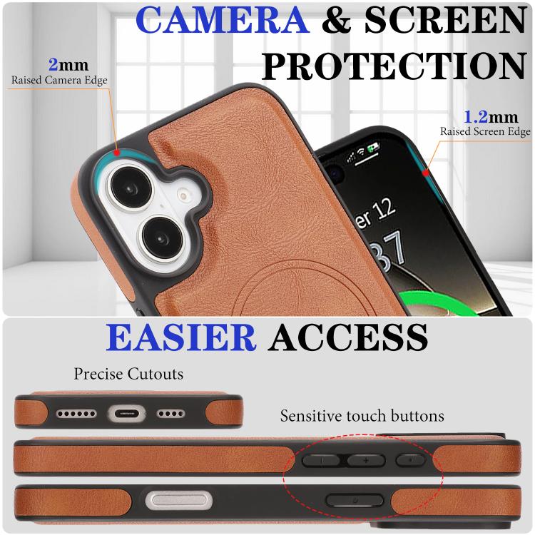 For iPhone 17 Kalebol Strong Magnetic MagSafe Ring 2 In 1 Split Leather Phone Case(Brown) - iPhone 17 Cases by Kalebol | Online Shopping UK | buy2fix