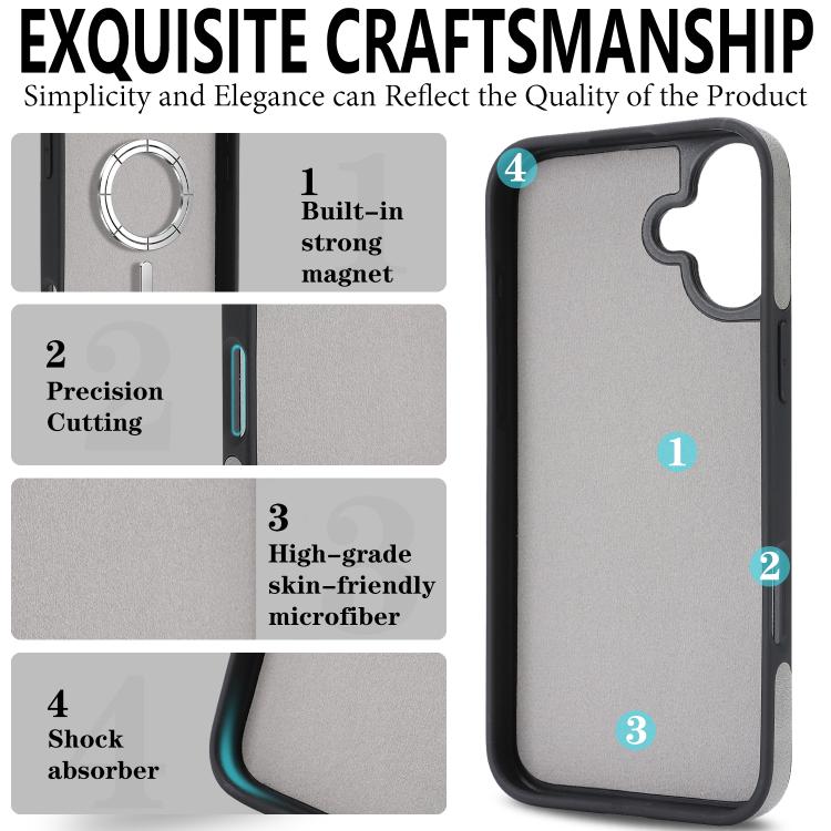 For iPhone 17 Kalebol Strong Magnetic MagSafe Ring 2 In 1 Split Leather Phone Case(Gray) - iPhone 17 Cases by Kalebol | Online Shopping UK | buy2fix