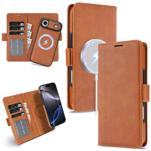 For iPhone Air Kalebol Strong Magnetic MagSafe Ring 2 In 1 Split Leather Phone Case(Brown) - iPhone Air Cases by Kalebol | Online Shopping UK | buy2fix