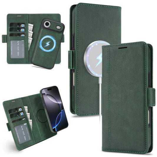 For iPhone Air Kalebol Strong Magnetic MagSafe Ring 2 In 1 Split Leather Phone Case(Green) - iPhone Air Cases by Kalebol | Online Shopping UK | buy2fix