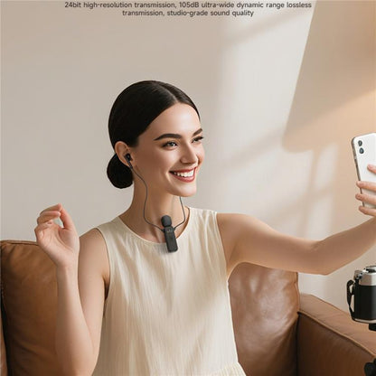 K3 Wireless Lavalier Microphone with Integrated Earphones and 2 in 1 Receiver For Live Streaming / Vlog / Interview(Black) - Microphone by buy2fix | Online Shopping UK | buy2fix