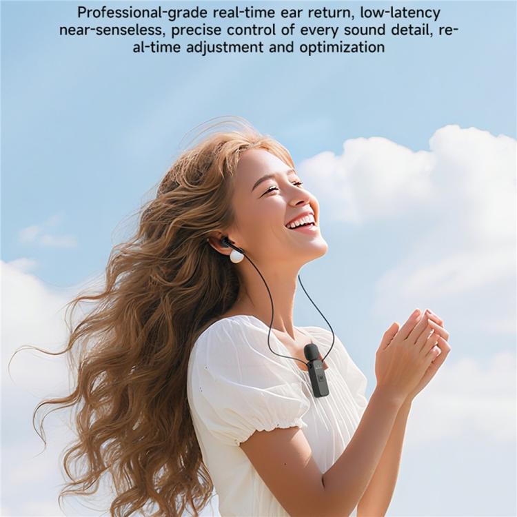 K3 Wireless Lavalier Microphone with Integrated Earphones and 2 in 1 Receiver For Live Streaming / Vlog / Interview(Black) - Microphone by buy2fix | Online Shopping UK | buy2fix