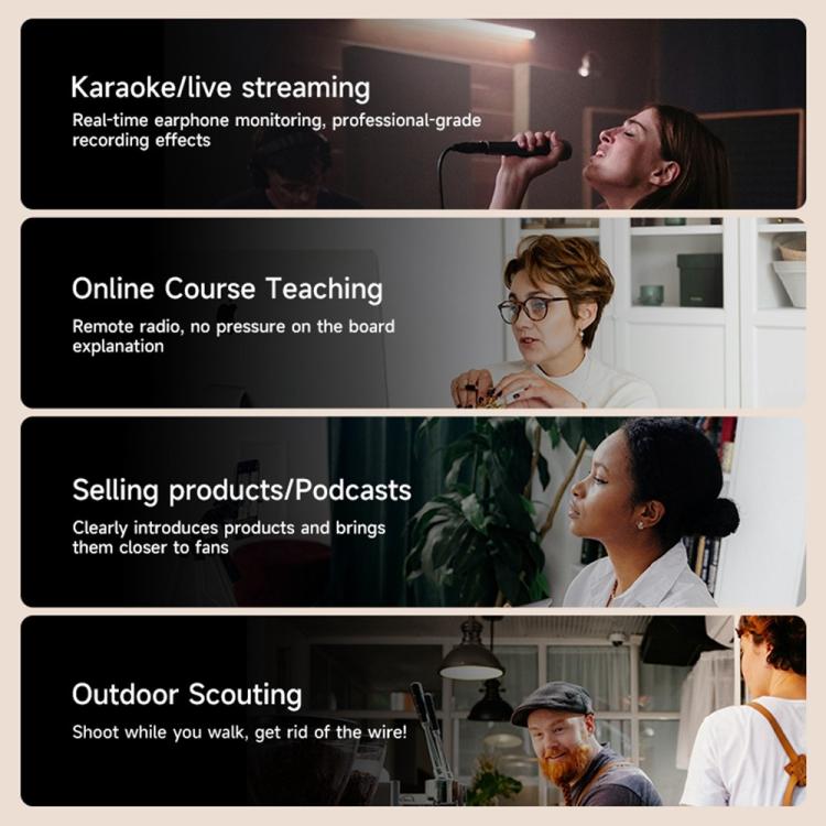 K3 Wireless Lavalier Microphone with Integrated Earphones and 2 in 1 Receiver For Live Streaming / Vlog / Interview(Black) - Microphone by buy2fix | Online Shopping UK | buy2fix