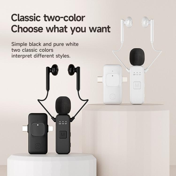 K3 Wireless Lavalier Microphone with Integrated Earphones and 2 in 1 Receiver For Live Streaming / Vlog / Interview(White) - Microphone by buy2fix | Online Shopping UK | buy2fix