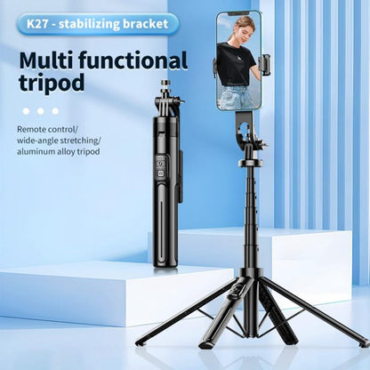 K27 Smartphone Extendable Live Streaming 4-Leg Stand Bluetooth Selfie Stick(White) - Selfie Sticks by buy2fix | Online Shopping UK | buy2fix
