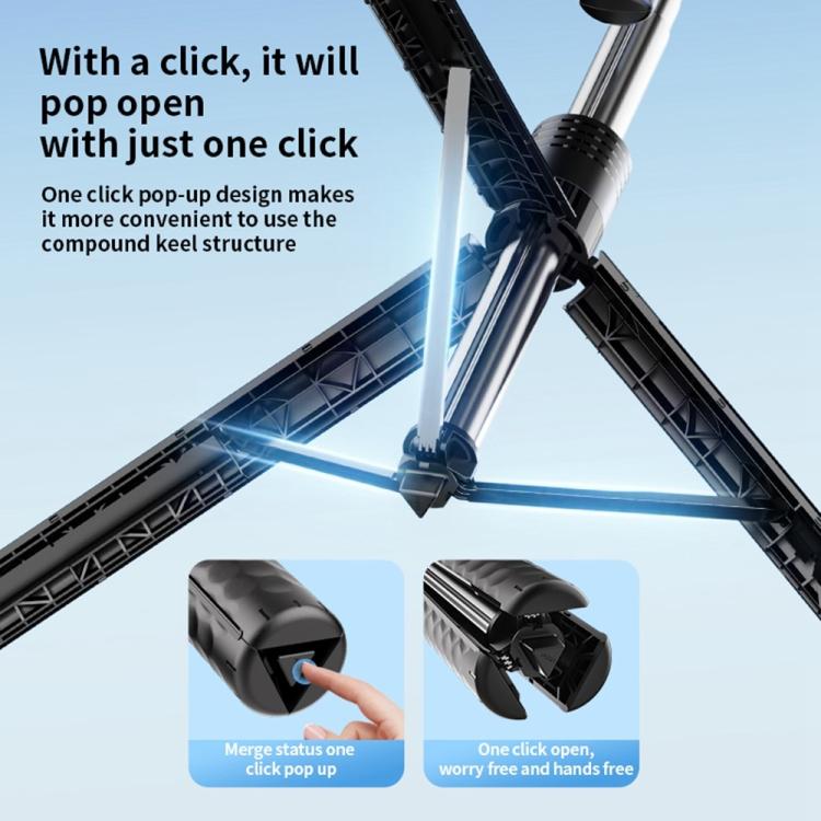 K50 1.9m Extendable Live Streaming Floor Stand Single Phone Clip Bluetooth Selfie Stick Tripod(Black) - Selfie Sticks by buy2fix | Online Shopping UK | buy2fix