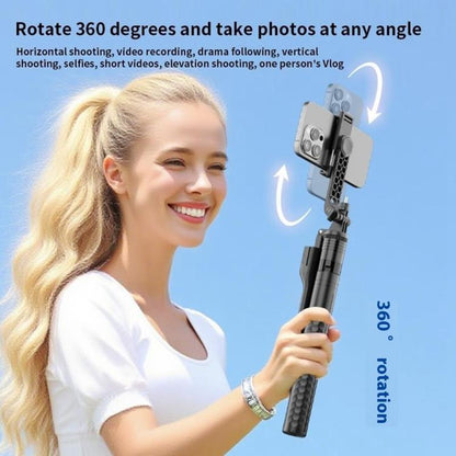 K50 1.9m Extendable Live Streaming Tripod Dual Phone Clip Bluetooth Selfie Stick(Black) - Selfie Sticks by buy2fix | Online Shopping UK | buy2fix