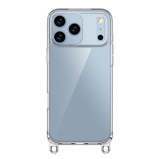 For iPhone 17 Pro Max Kalebol Minimalist High Transparency Multi Color Lanyard Hole Phone Case(Silver)