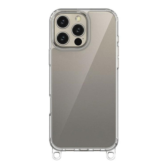 For iPhone 16 Pro Max Kalebol Minimalist High Transparency Multi Color Lanyard Hole Phone Case(Transparent)