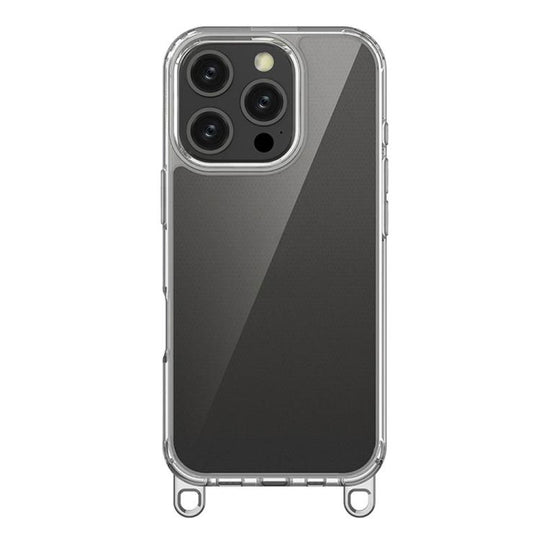 For iPhone 16 Pro Kalebol Minimalist High Transparency Multi Color Lanyard Hole Phone Case(Silver)