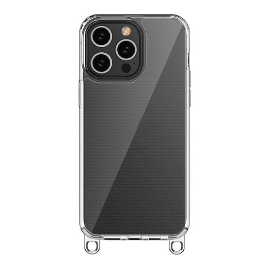 For iPhone 15 Pro Max Kalebol Minimalist High Transparency Multi Color Lanyard Hole Phone Case(Silver)
