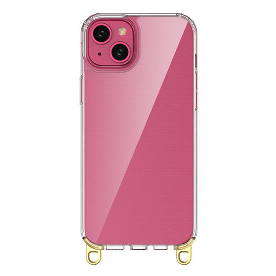 For iPhone 15 Plus Kalebol Minimalist High Transparency Multi Color Lanyard Hole Phone Case(Gold)