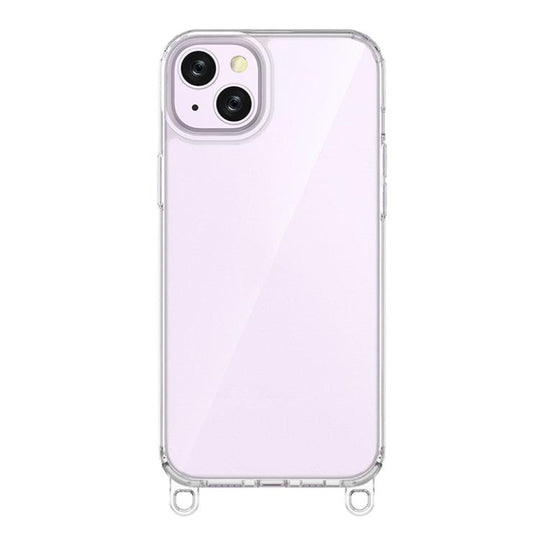 For iPhone 14 Plus Kalebol Minimalist High Transparency Multi Color Lanyard Hole Phone Case(Transparent)