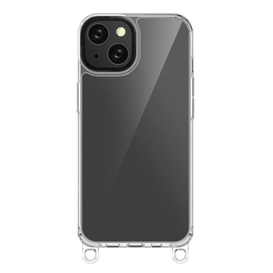 For iPhone 14 Kalebol Minimalist High Transparency Multi Color Lanyard Hole Phone Case(Transparent)