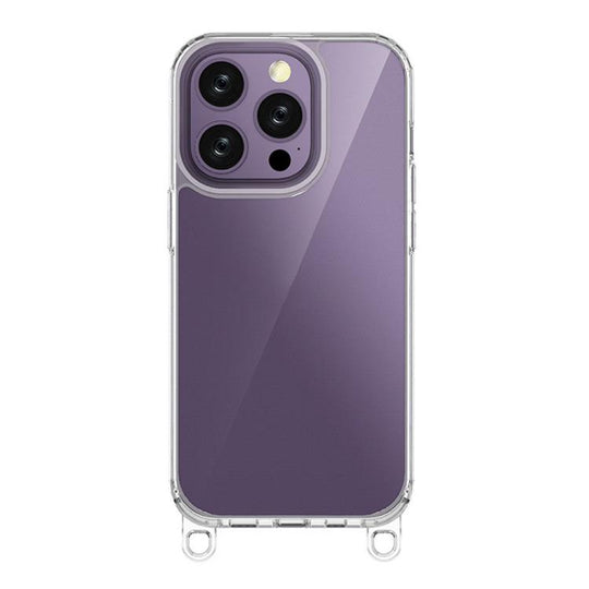 For iPhone 14 Pro Kalebol Minimalist High Transparency Multi Color Lanyard Hole Phone Case(Transparent)