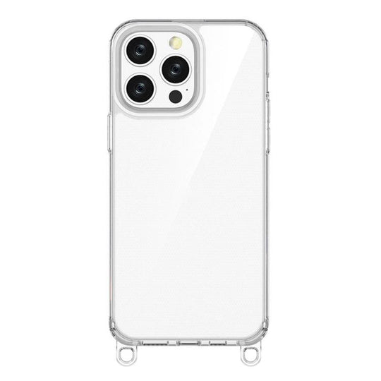 For iPhone 14 Pro Max Kalebol Minimalist High Transparency Multi Color Lanyard Hole Phone Case(Transparent)