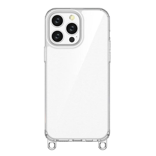 For iPhone 13 Pro Max Kalebol Minimalist High Transparency Multi Color Lanyard Hole Phone Case(Silver)