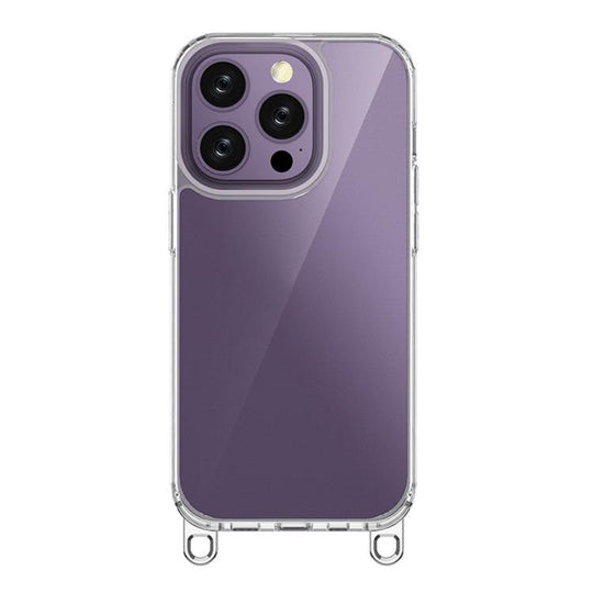 For iPhone 13 Pro Kalebol Minimalist High Transparency Multi Color Lanyard Hole Phone Case(Silver)