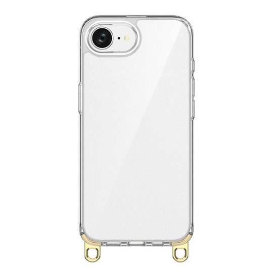 For iPhone 17e / 16e Kalebol Minimalist High Transparency Multi Color Lanyard Hole Phone Case(Gold)