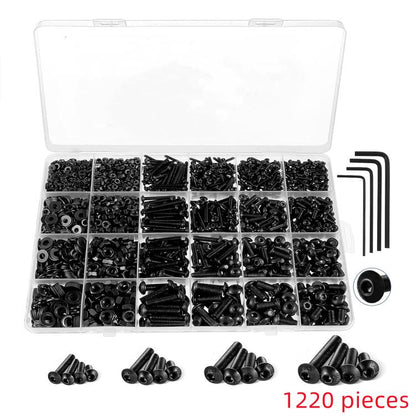 Hexagon Flat Head Bolts Nuts + Washers Alloy Steel Class 10.9, With Hexagon Wrench (M2-M5) - Tool Kits by buy2fix | Online Shopping UK | buy2fix