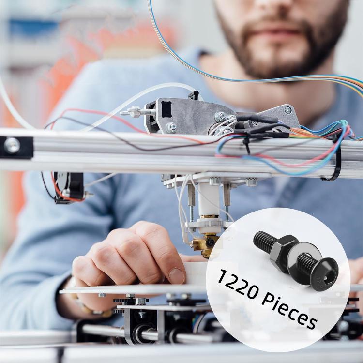 Hexagon Flat Head Bolts Nuts + Washers Alloy Steel Class 10.9, With Hexagon Wrench (M2-M5) - Tool Kits by buy2fix | Online Shopping UK | buy2fix