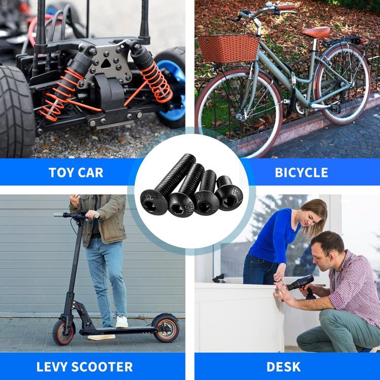 Hexagon Flat Head Bolts Nuts + Washers Alloy Steel Class 10.9, With Hexagon Wrench (M2-M5) - Tool Kits by buy2fix | Online Shopping UK | buy2fix