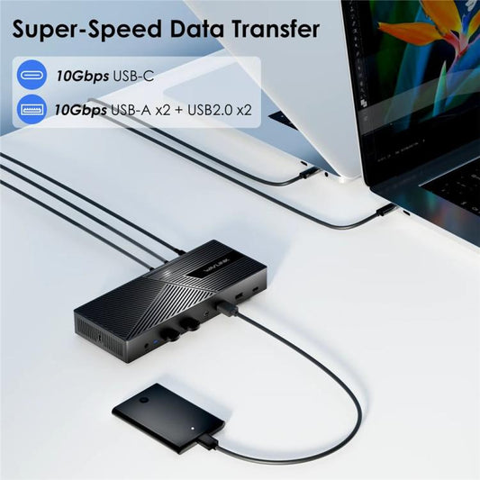 WAVLINK UG69PD27 USB-C KVM Exchanger Hub Adapter DisplayLink 4K Monitor Docking Station, Plug:UK Plug -  by WAVLINK | Online Shopping UK | buy2fix