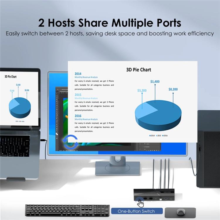 WAVLINK UG69PD27 USB-C KVM Exchanger Hub Adapter DisplayLink 4K Monitor Docking Station, Plug:AU Plug -  by WAVLINK | Online Shopping UK | buy2fix