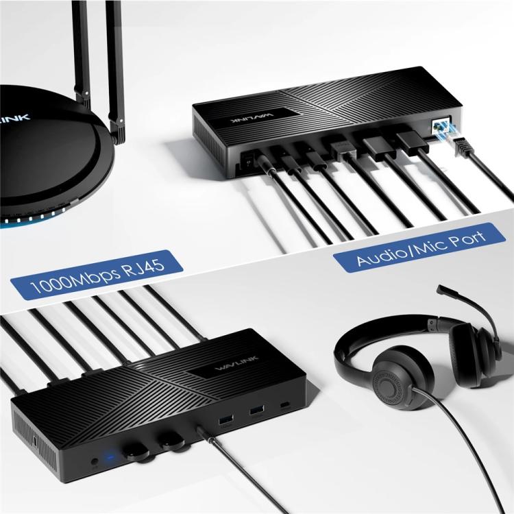 WAVLINK UG69PD27 USB-C KVM Exchanger Hub Adapter DisplayLink 4K Monitor Docking Station, Plug:AU Plug -  by WAVLINK | Online Shopping UK | buy2fix