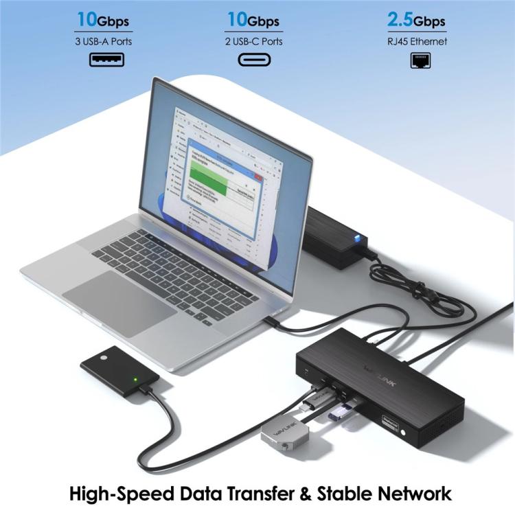 WAVLINK UG75PD5-3H2D2 For Mac M1 / M2 / M3 / M4 / Windows DisplayLink-7400 Docking Station, Plug:US Plug -  by WAVLINK | Online Shopping UK | buy2fix
