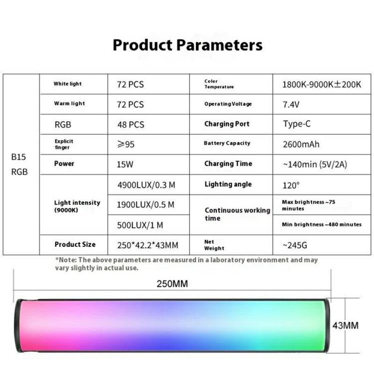 VLOGLITE B15RGB For Photography Live Streaming RGB Ambient Lamp Handheld LED Light Stick -  by VLOGLITE | Online Shopping UK | buy2fix