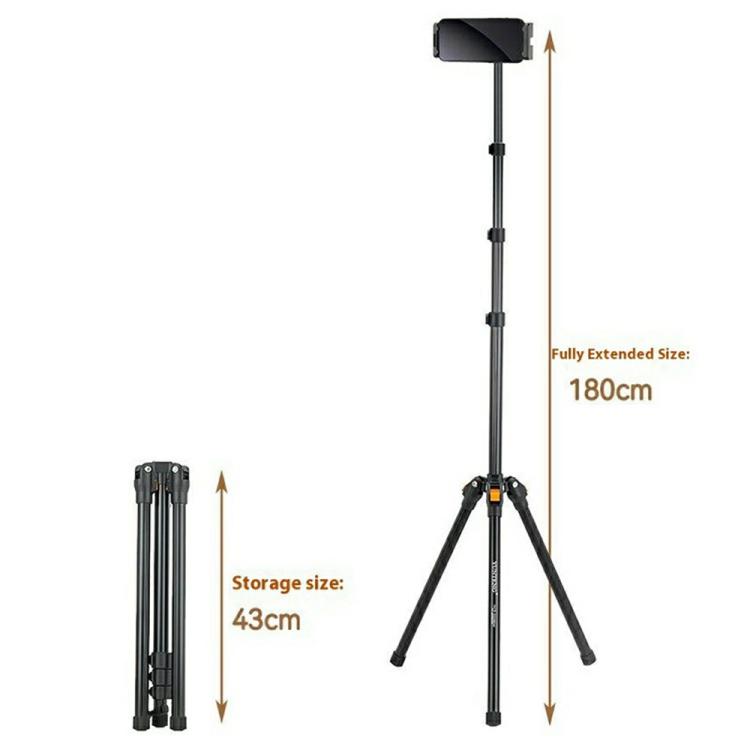 YUNTENG VCT-5229 For Smartphone / Tablet Folding Floor Stand Adjustable Height Tripod - Tripods by YUNTENG | Online Shopping UK | buy2fix