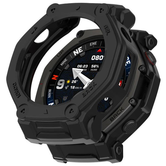 For Amazfit T-Rex 3 Pro 48mm Hollow Armor Half Coverage TPU Watch Protective Cover(Black)