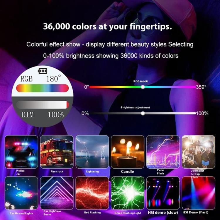 VLOGLITE K15RGB Photography Studio Camera Lamp 15W Full Color Fill Light RGB LED Video Light -  by VLOGLITE | Online Shopping UK | buy2fix